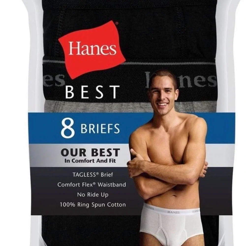 Hanes Men's 8-Pack Best Brief (Black/Grey) - Size Medium